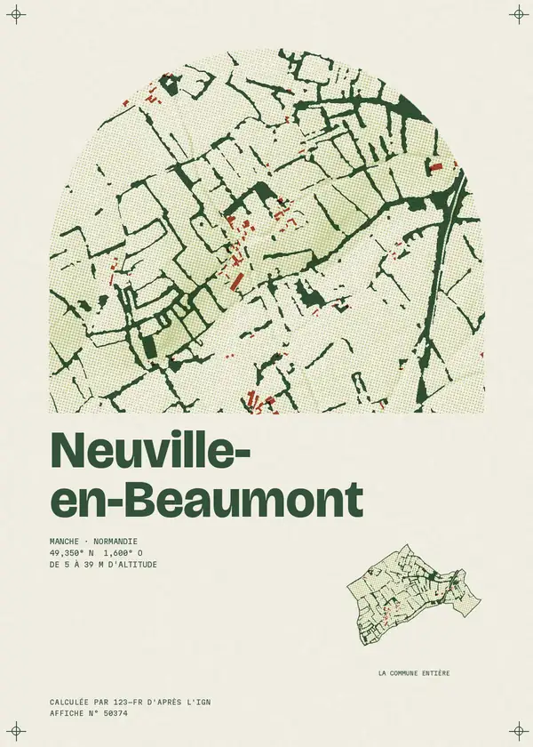 Affiche de Neuville-en-Beaumont, calculée par 123-fr d'après l'IGN