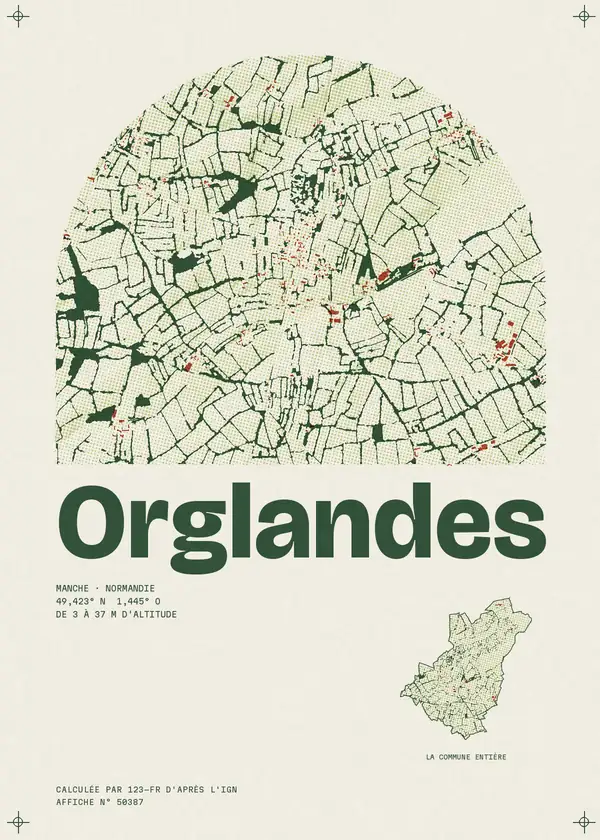 Affiche de Orglandes, calculée par 123-fr d'après l'IGN