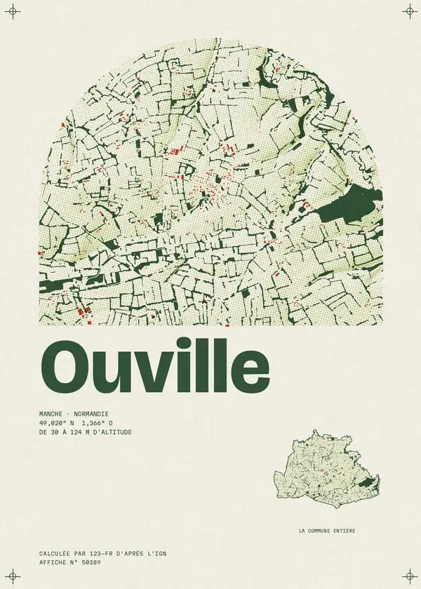 Affiche de Ouville, calculée par 123-fr d'après l'IGN