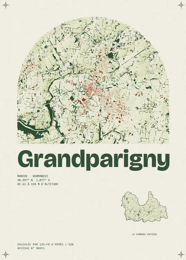 Affiche de Grandparigny, calculée par 123-fr d'après l'IGN