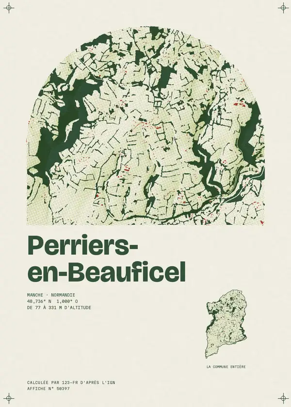 Affiche de Perriers-en-Beauficel, calculée par 123-fr d'après l'IGN