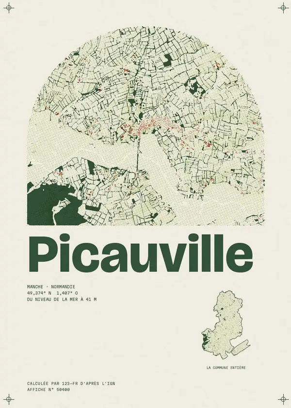 Affiche de Picauville, calculée par 123-fr d'après l'IGN