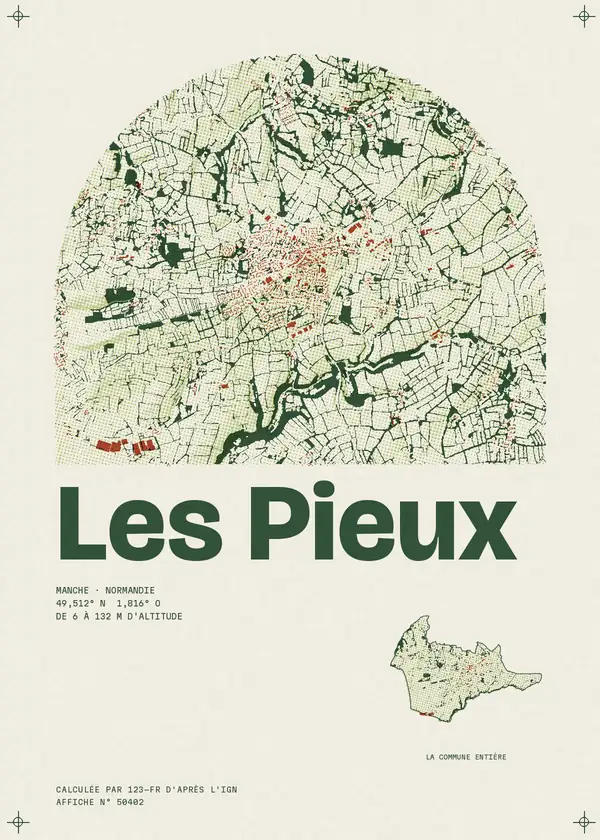 Affiche de Les Pieux, calculée par 123-fr d'après l'IGN