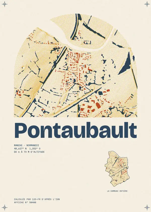 Affiche de Pontaubault, calculée par 123-fr d'après l'IGN