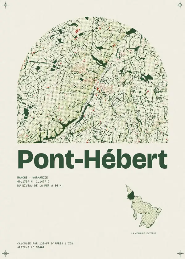 Affiche de Pont-Hébert, calculée par 123-fr d'après l'IGN