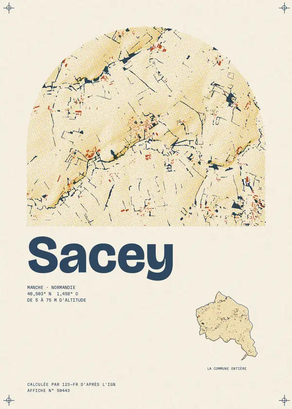 Affiche de Sacey, calculée par 123-fr d'après l'IGN