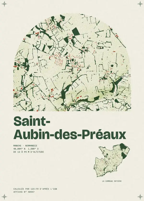 Affiche de Saint-Aubin-des-Préaux, calculée par 123-fr d'après l'IGN