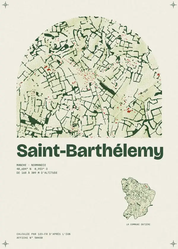 Affiche de Saint-Barthélemy, calculée par 123-fr d'après l'IGN