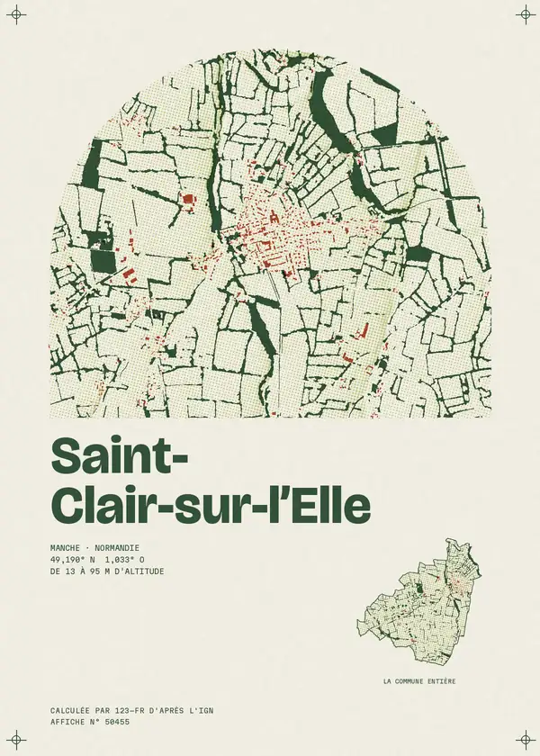 Affiche de Saint-Clair-sur-l'Elle, calculée par 123-fr d'après l'IGN