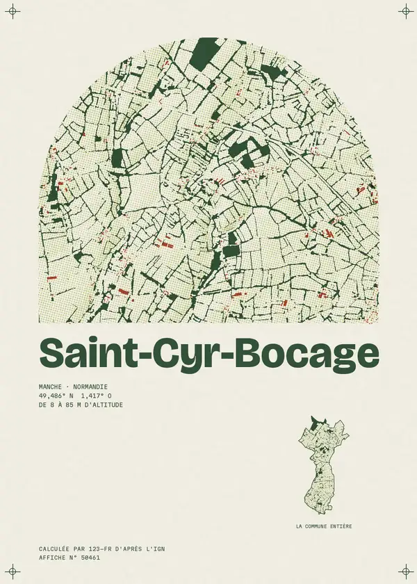 Affiche de Saint-Cyr-Bocage, calculée par 123-fr d'après l'IGN