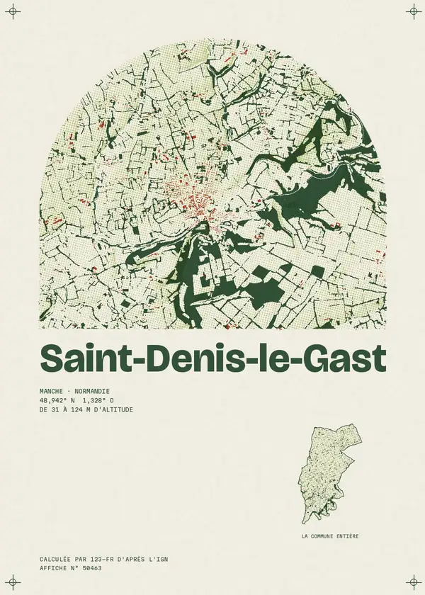 Affiche de Saint-Denis-le-Gast, calculée par 123-fr d'après l'IGN