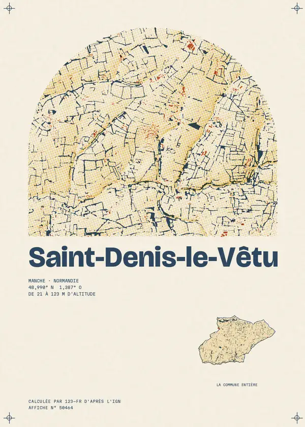 Affiche de Saint-Denis-le-Vêtu, calculée d'après l'IGN