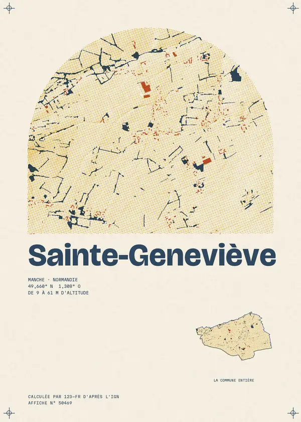 Affiche de Sainte-Geneviève, calculée par 123-fr d'après l'IGN