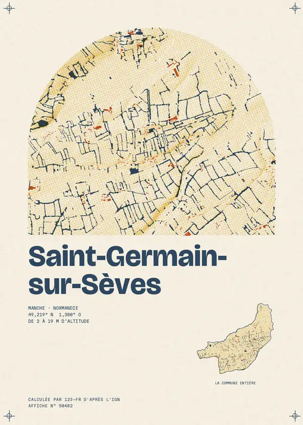 Affiche de Saint-Germain-sur-Sèves, calculée par 123-fr d'après l'IGN