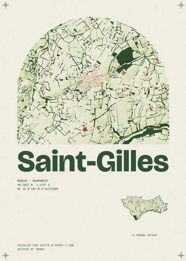 Affiche de Saint-Gilles, calculée par 123-fr d'après l'IGN