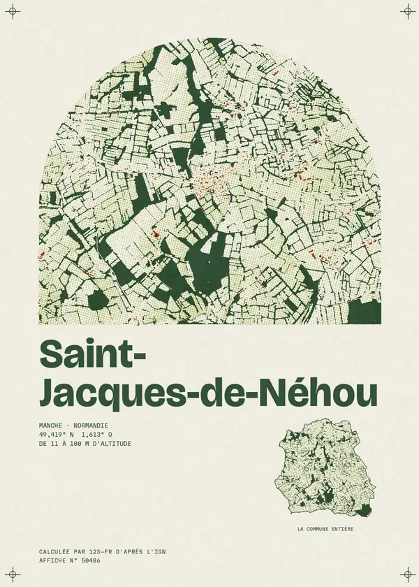 Affiche de Saint-Jacques-de-Néhou, calculée par 123-fr d'après l'IGN