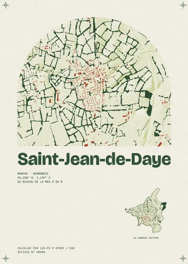 Affiche de Saint-Jean-de-Daye, calculée par 123-fr d'après l'IGN