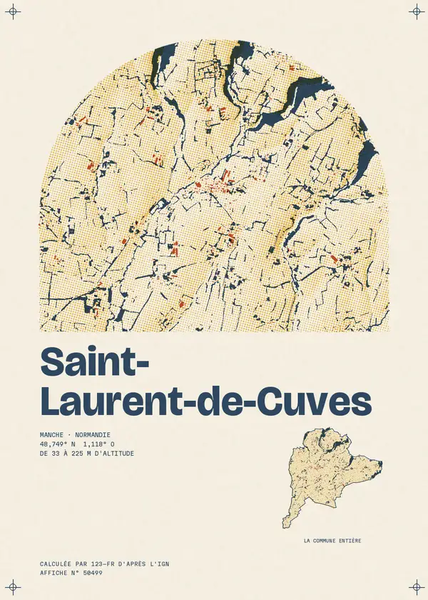 Affiche de Saint-Laurent-de-Cuves, calculée par 123-fr d'après l'IGN