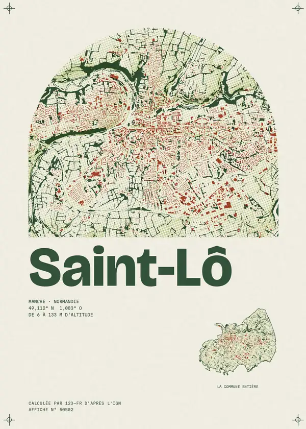 Affiche de Saint-Lô, calculée par 123-fr d'après l'IGN