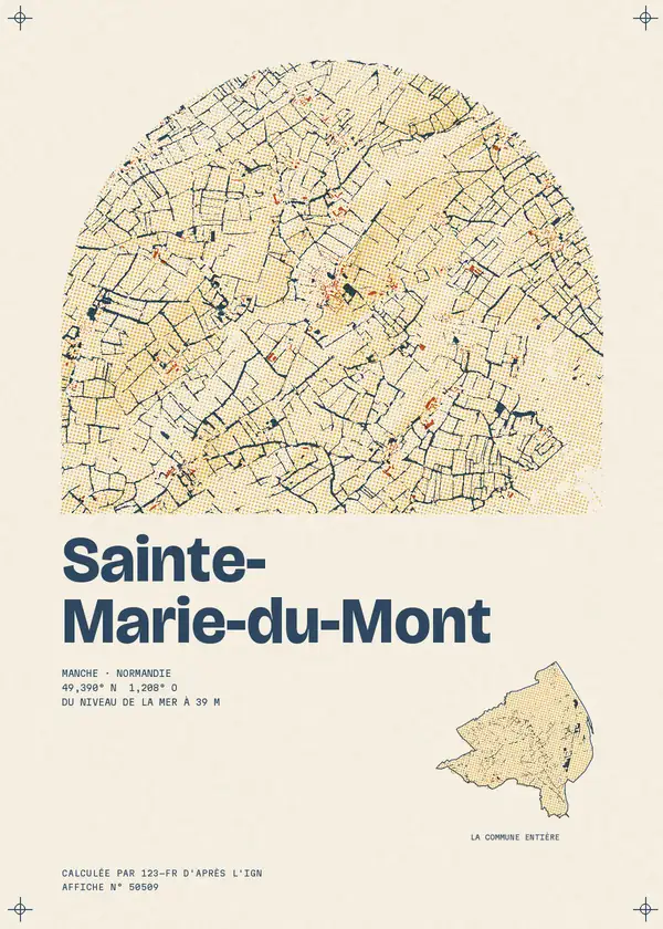 Affiche de Sainte-Marie-du-Mont, calculée par 123-fr d'après l'IGN