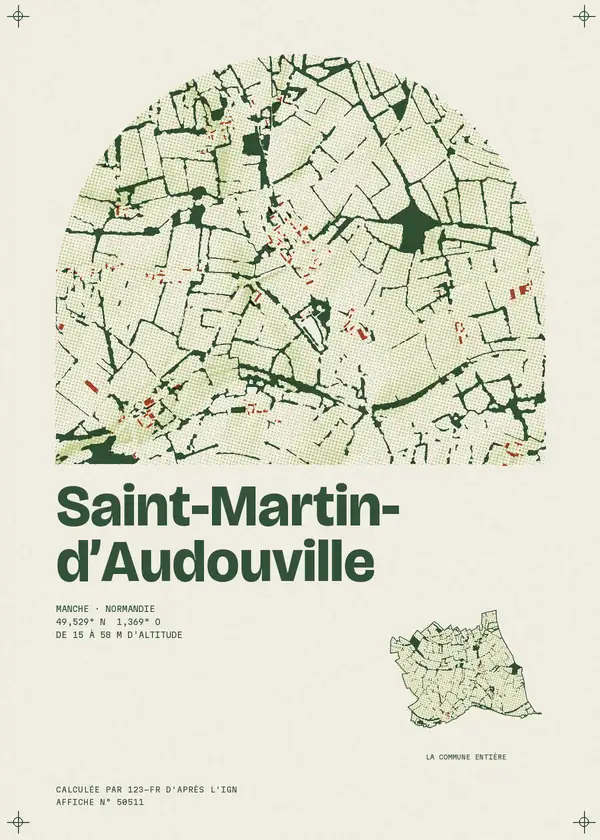 Affiche de Saint-Martin-d'Audouville, calculée par 123-fr d'après l'IGN