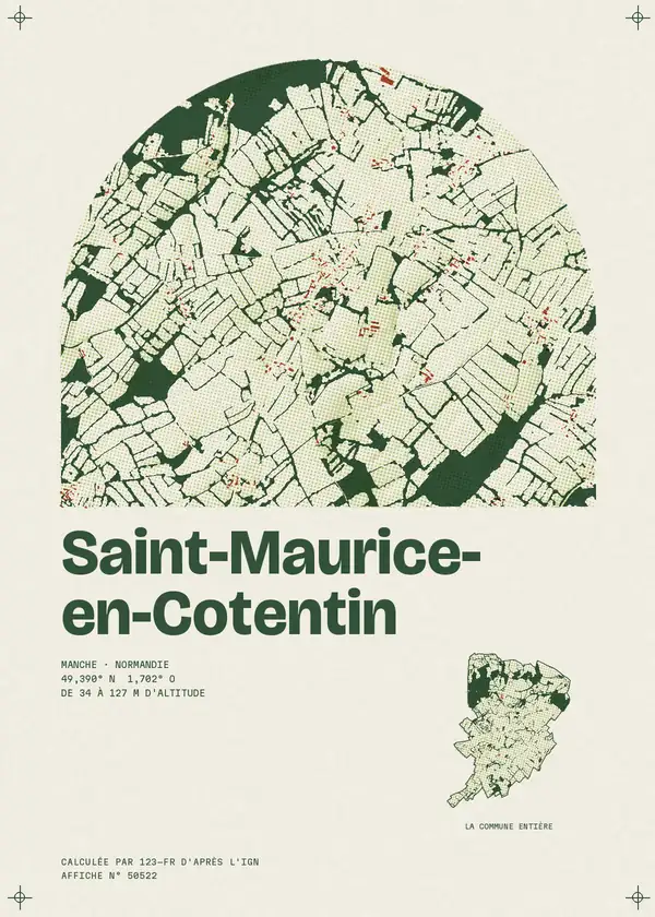 Affiche de Saint-Maurice-en-Cotentin, calculée par 123-fr d'après l'IGN