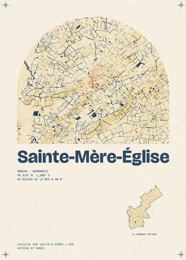 Affiche de Sainte-Mère-Église, calculée par 123-fr d'après l'IGN