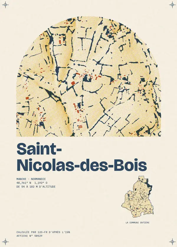 Affiche de Saint-Nicolas-des-Bois, calculée par 123-fr d'après l'IGN
