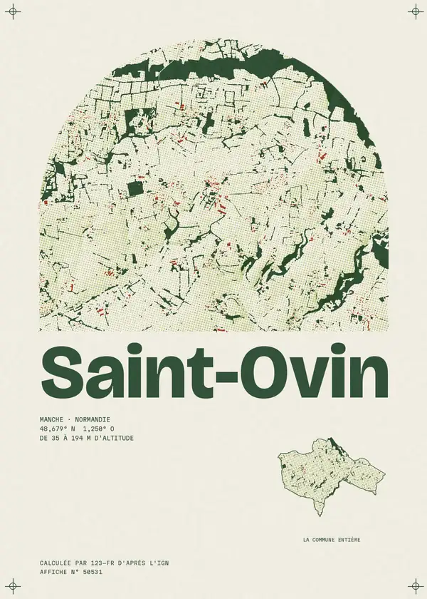 Affiche de Saint-Ovin, calculée par 123-fr d'après l'IGN