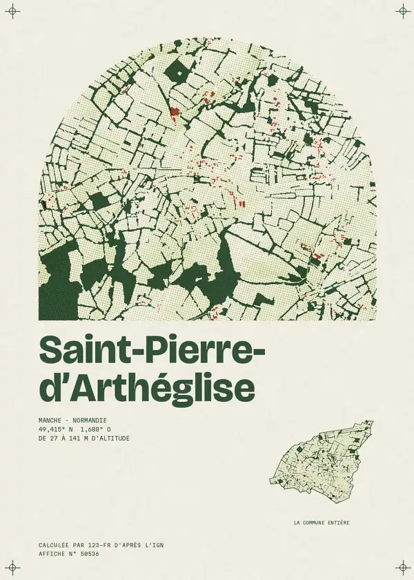 Affiche de Saint-Pierre-d'Arthéglise, calculée par 123-fr d'après l'IGN