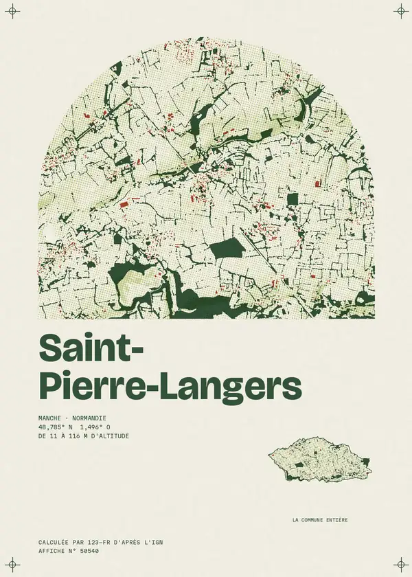 Affiche de Saint-Pierre-Langers, calculée par 123-fr d'après l'IGN