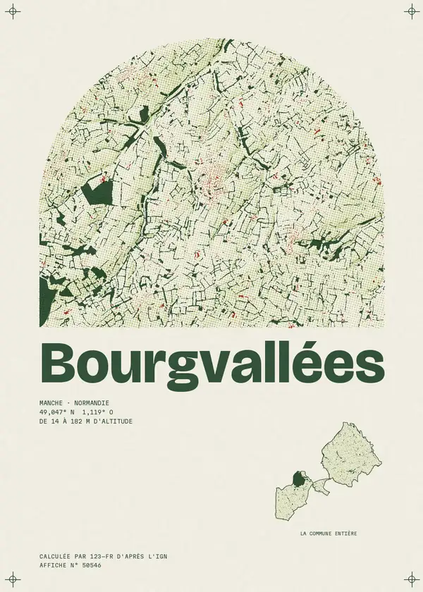 Affiche de Bourgvallées, calculée par 123-fr d'après l'IGN