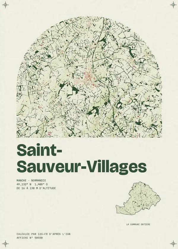 Affiche de Saint-Sauveur-Villages, calculée par 123-fr d'après l'IGN