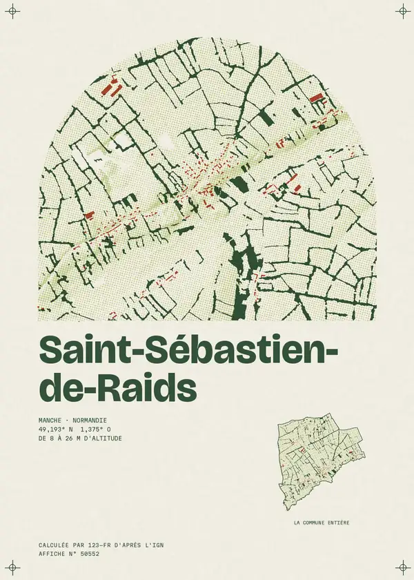 Affiche de Saint-Sébastien-de-Raids, calculée par 123-fr d'après l'IGN