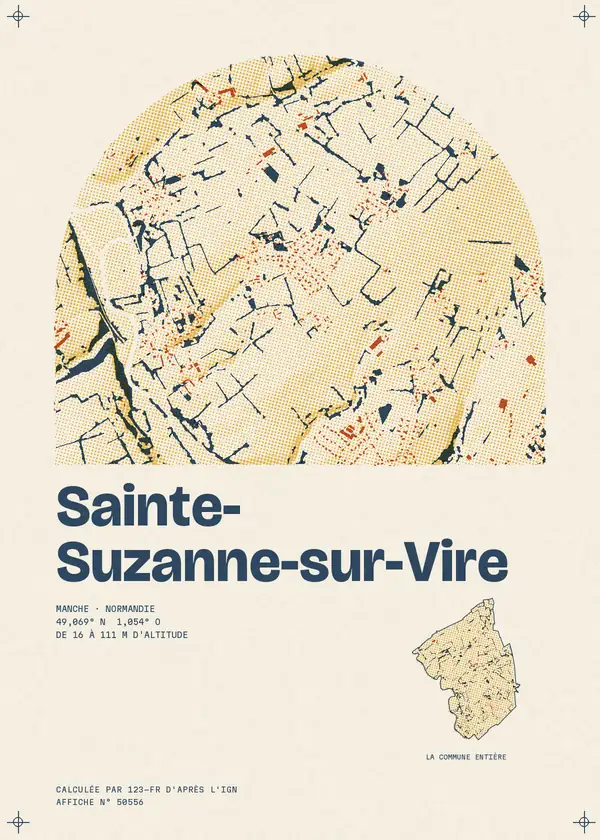 Affiche de Sainte-Suzanne-sur-Vire, calculée par 123-fr d'après l'IGN