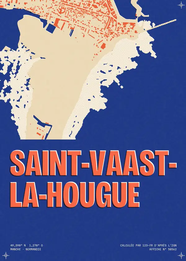 Affiche de Saint-Vaast-la-Hougue, calculée par 123-fr d'après l'IGN