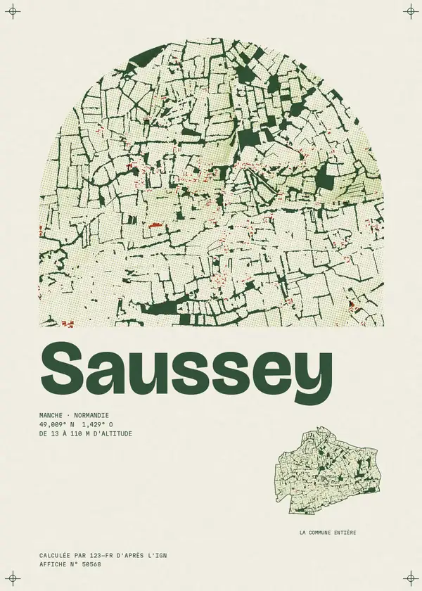 Affiche de Saussey, calculée par 123-fr d'après l'IGN