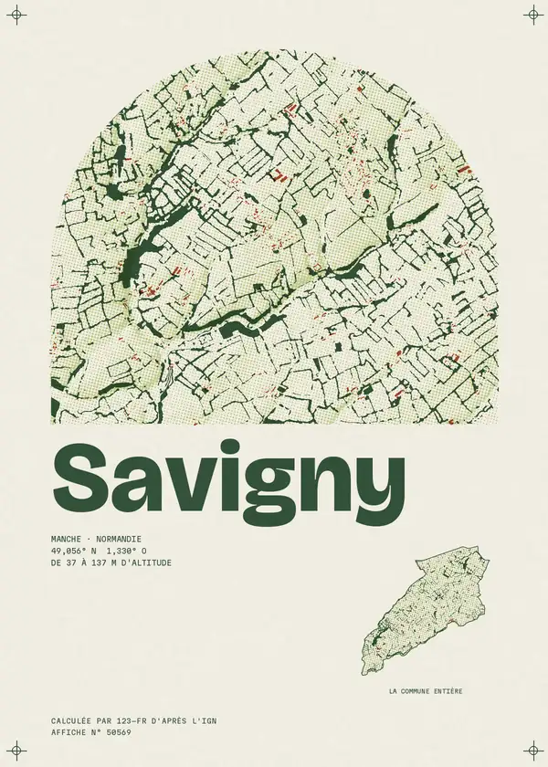 Affiche de Savigny, calculée par 123-fr d'après l'IGN