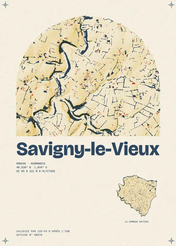 Affiche de Savigny-le-Vieux, calculée par 123-fr d'après l'IGN