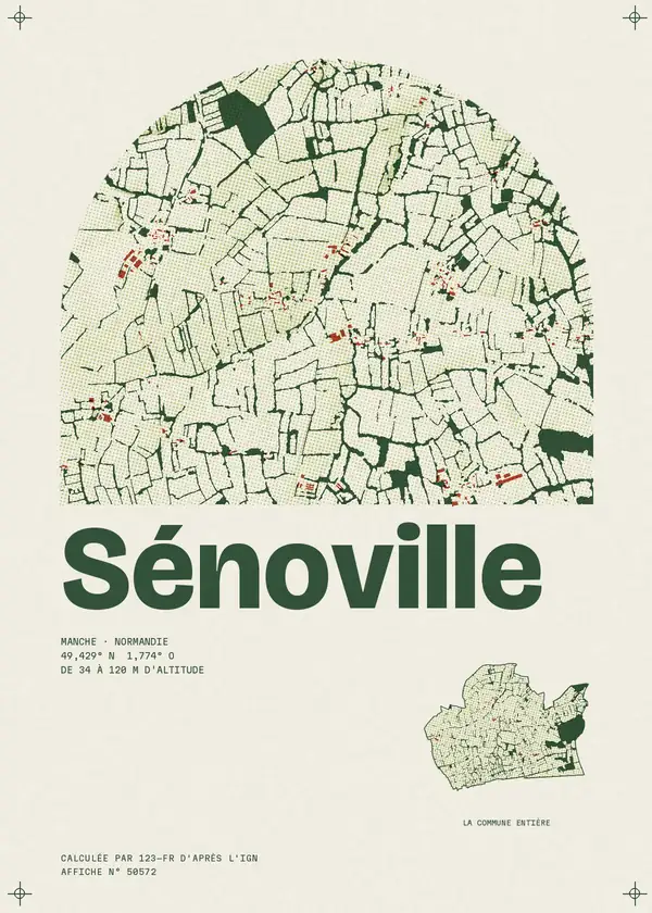 Affiche de Sénoville, calculée par 123-fr d'après l'IGN