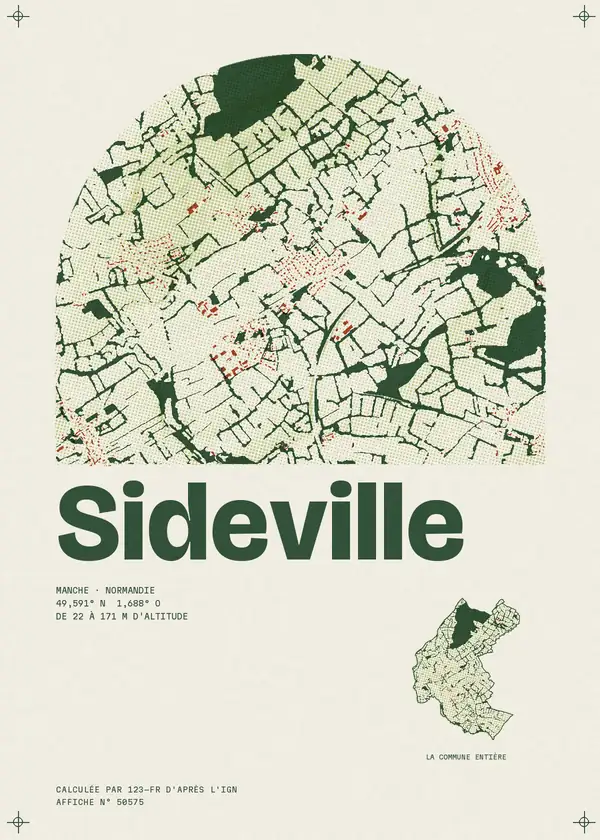 Affiche de Sideville, calculée par 123-fr d'après l'IGN