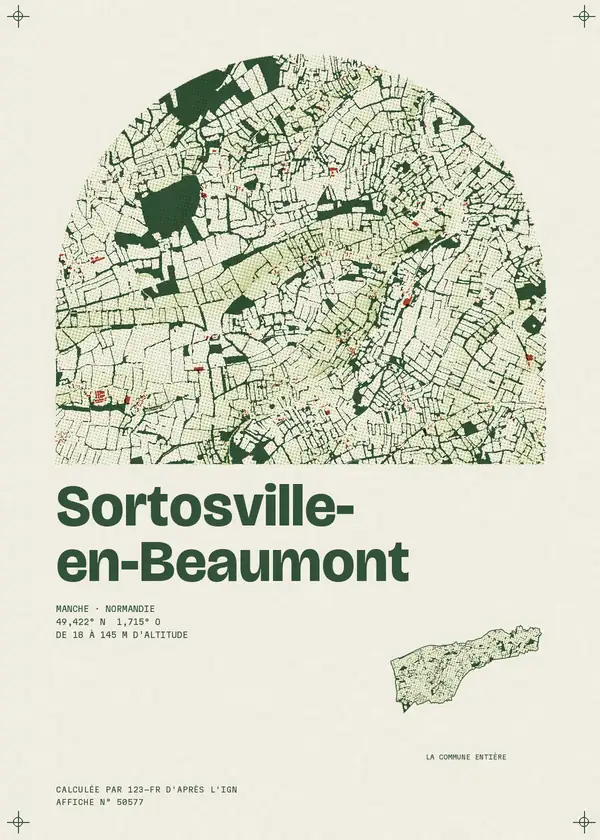 Affiche de Sortosville-en-Beaumont, calculée par 123-fr d'après l'IGN