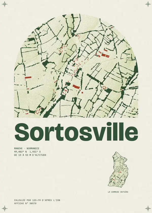 Affiche de Sortosville, calculée par 123-fr d'après l'IGN