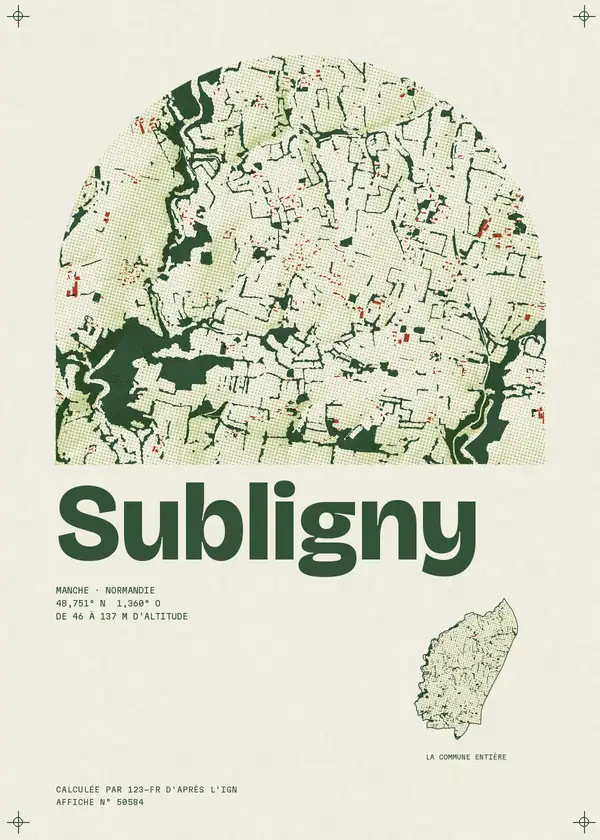 Affiche de Subligny, calculée par 123-fr d'après l'IGN