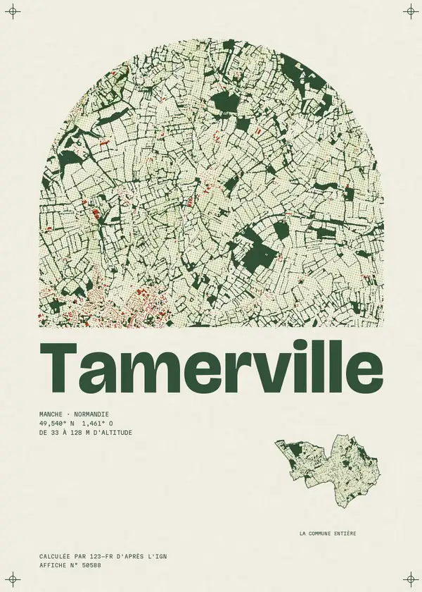 Affiche de Tamerville, calculée par 123-fr d'après l'IGN