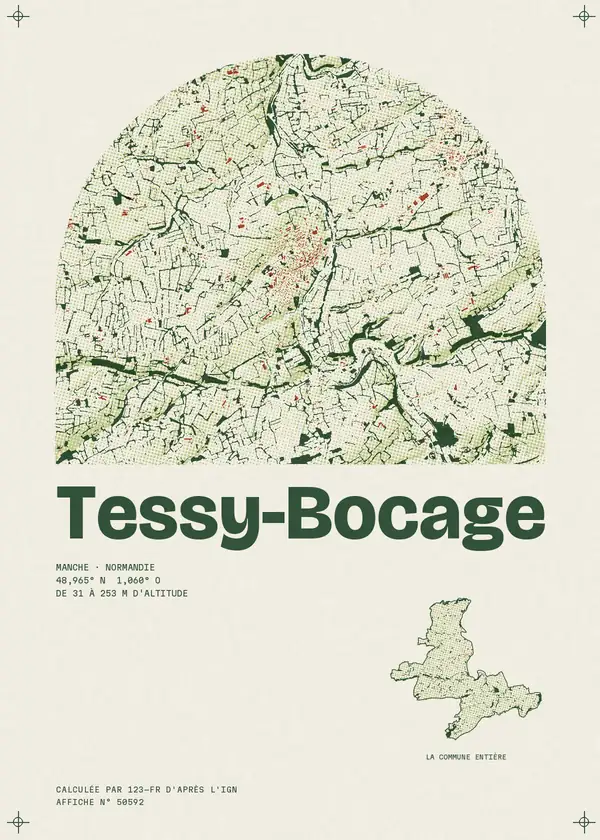 Affiche de Tessy-Bocage, calculée par 123-fr d'après l'IGN