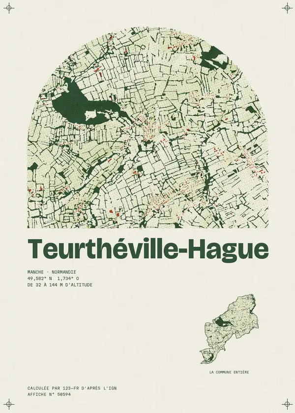 Affiche de Teurthéville-Hague, calculée par 123-fr d'après l'IGN