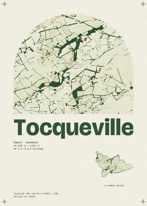 Affiche de Tocqueville, calculée par 123-fr d'après l'IGN