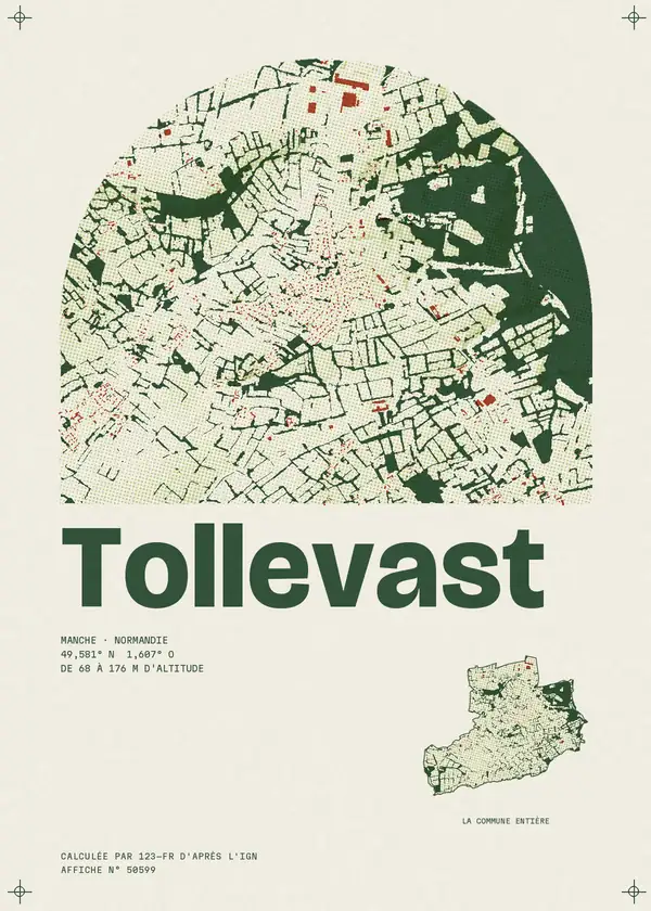 Affiche de Tollevast, calculée par 123-fr d'après l'IGN