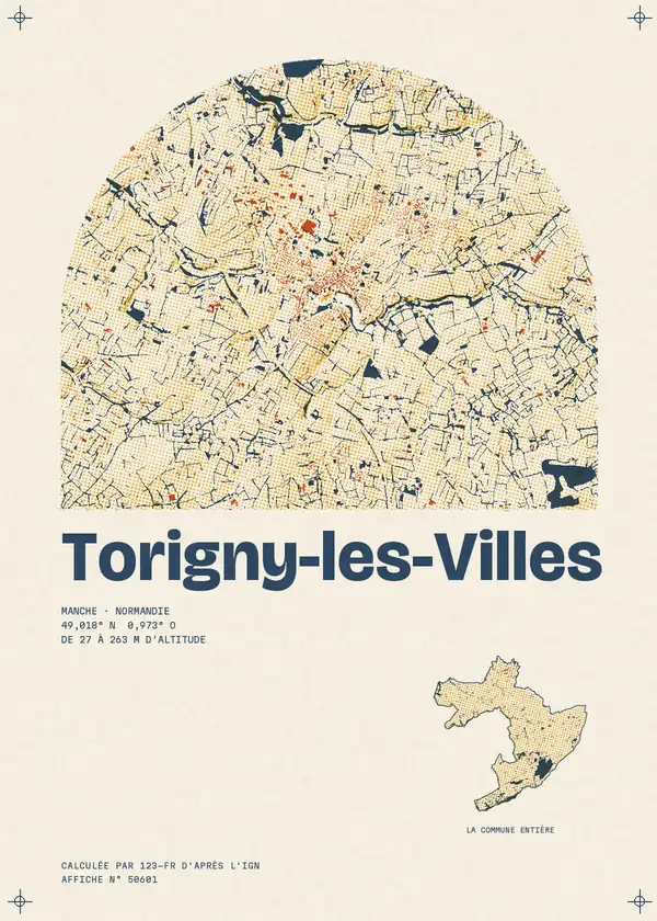 Affiche de Torigny-les-Villes, calculée par 123-fr d'après l'IGN